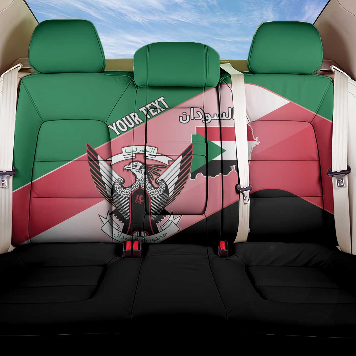 Personalized Sudan Back Car Seat Cover Coat Of Arms Flag Style