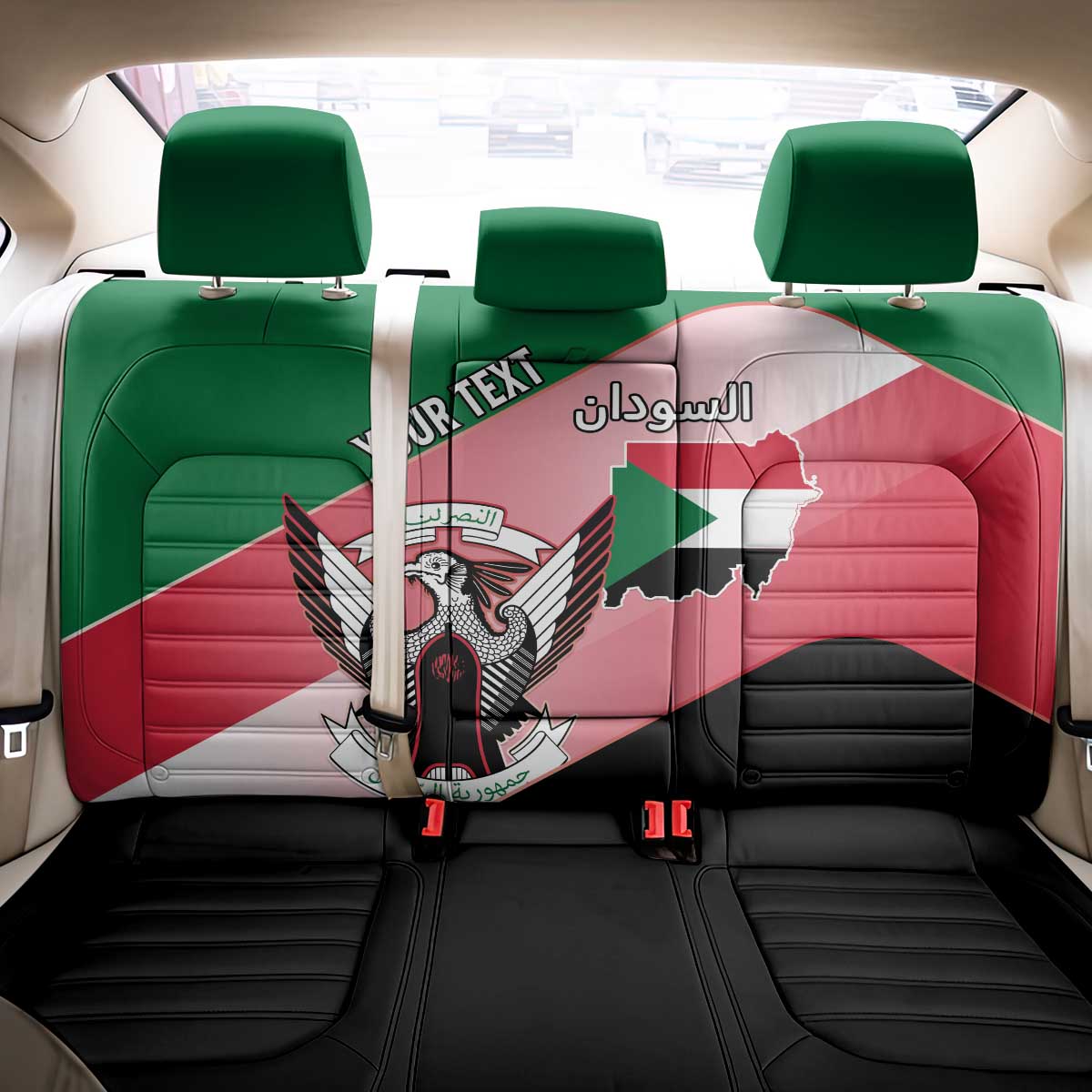 Personalized Sudan Back Car Seat Cover Coat Of Arms Flag Style
