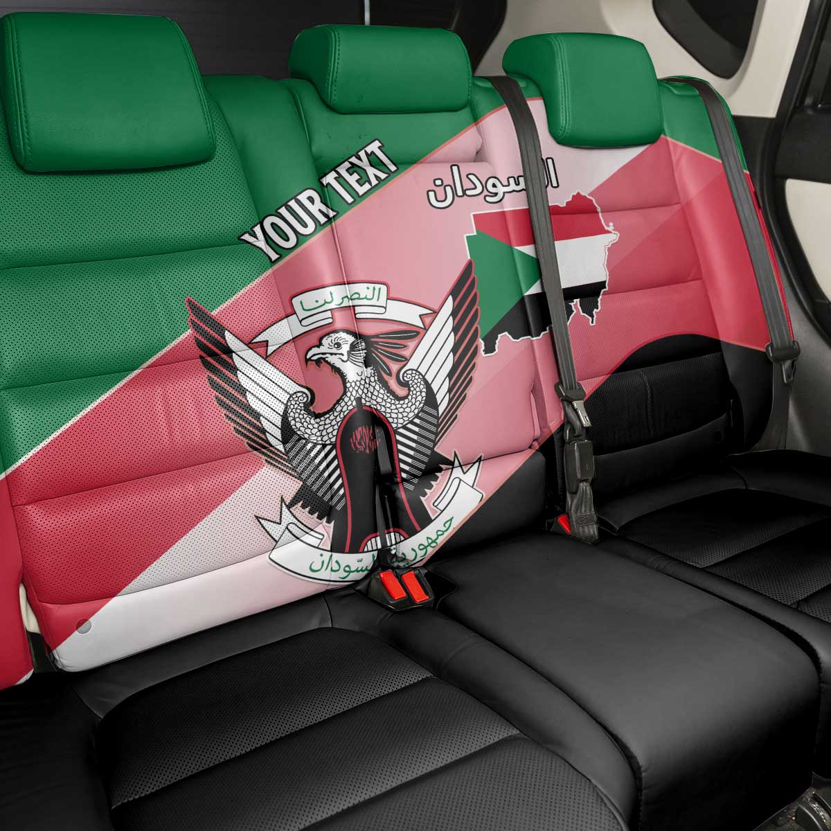 Personalized Sudan Back Car Seat Cover Coat Of Arms Flag Style