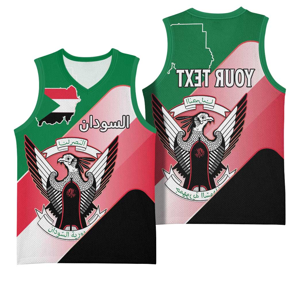 Personalized Sudan Basketball Jersey Coat Of Arms Flag Style - African Pride