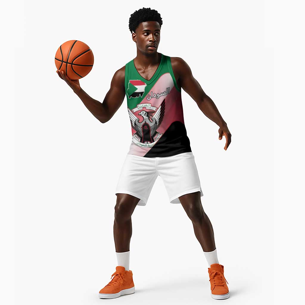 Personalized Sudan Basketball Jersey Coat Of Arms Flag Style - African Pride