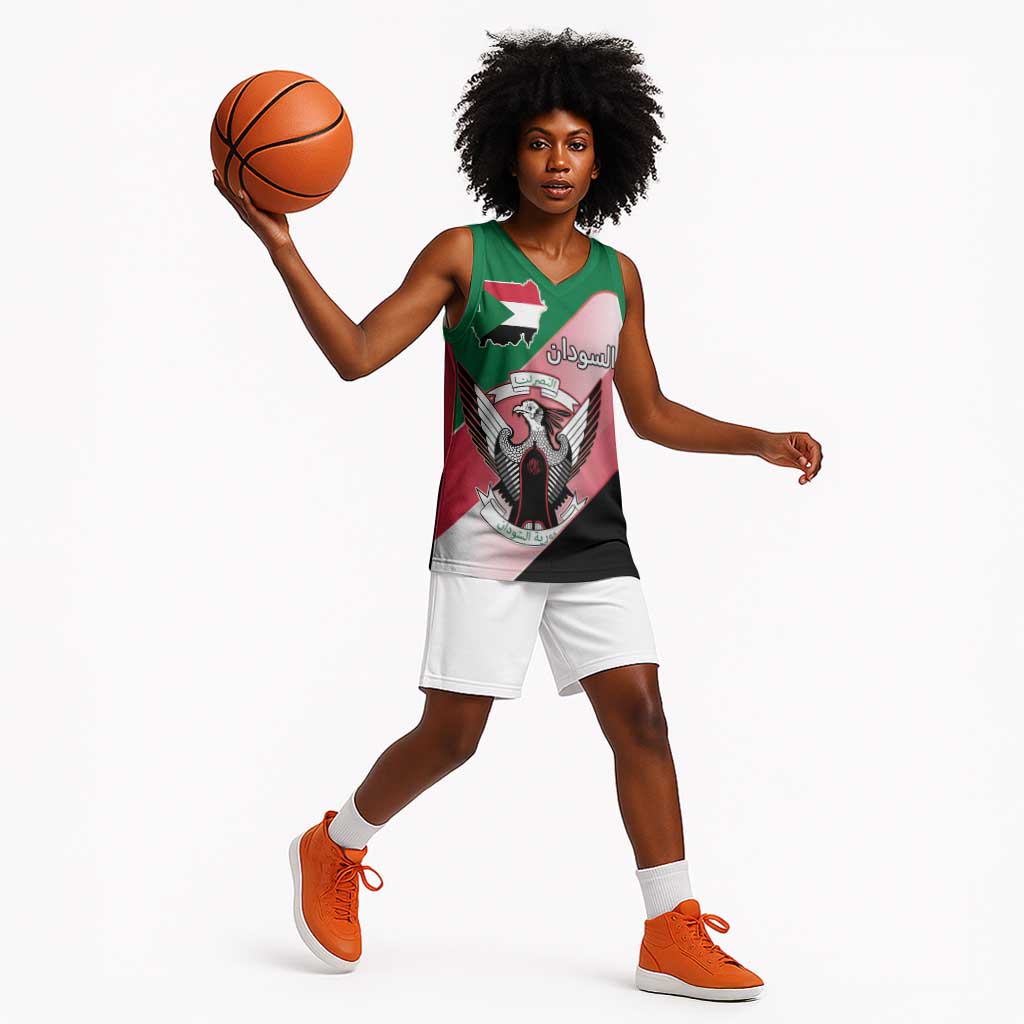 Personalized Sudan Basketball Jersey Coat Of Arms Flag Style - African Pride