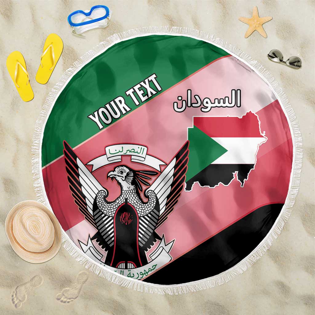 Personalized Sudan Beach Blanket Coat Of Arms Flag Style