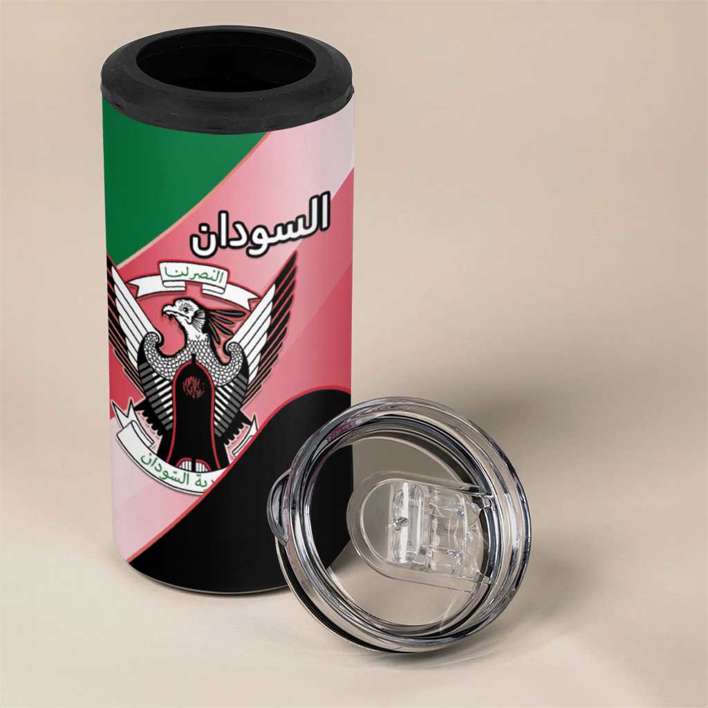 Personalized Sudan 4 in 1 Can Cooler Tumbler Coat Of Arms Flag Style