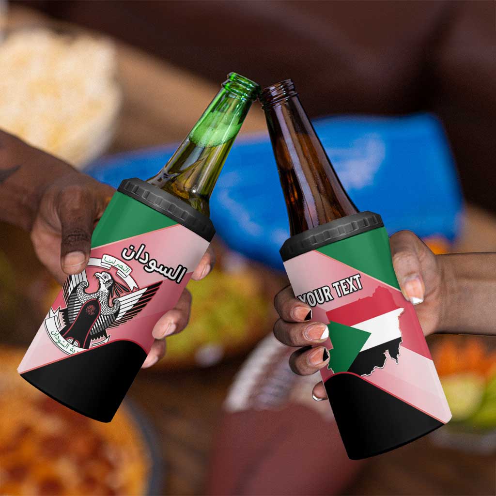 Personalized Sudan 4 in 1 Can Cooler Tumbler Coat Of Arms Flag Style