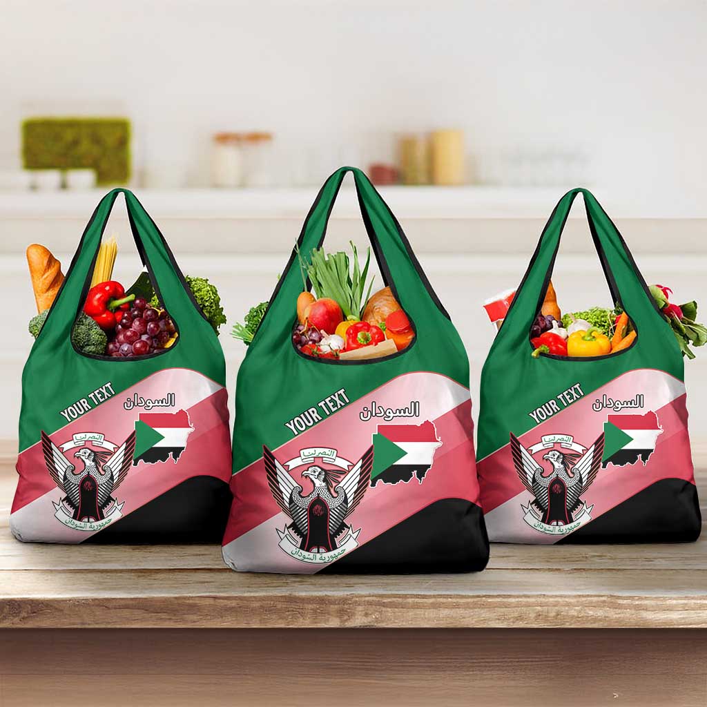 Personalized Sudan Grocery Bag Coat Of Arms Flag Style