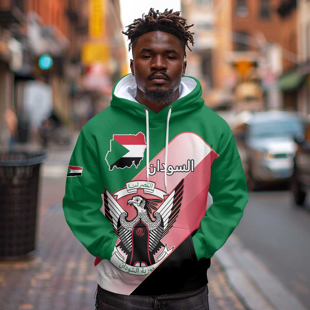 Personalized Sudan Hoodie Coat Of Arms Flag Style