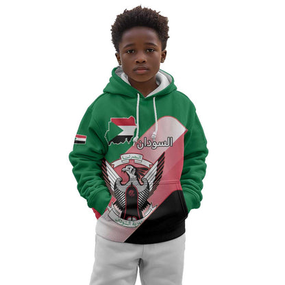 Personalized Sudan Kid Hoodie Coat Of Arms Flag Style