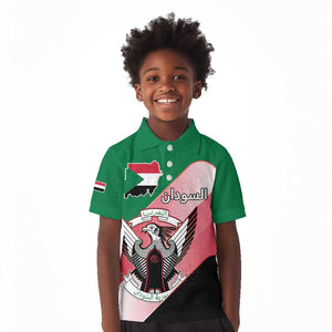 Personalized Sudan Kid Polo Shirt Coat Of Arms Flag Style