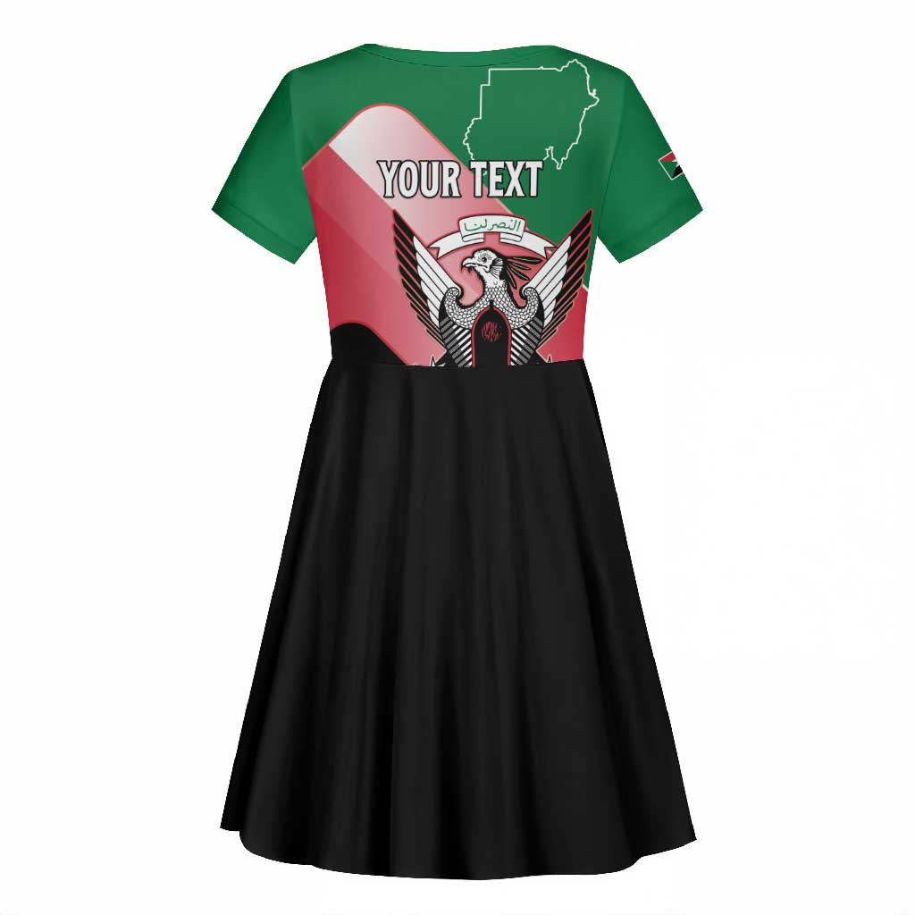 Personalized Sudan Kid Short Sleeve Dress Coat Of Arms Flag Style