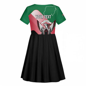 Personalized Sudan Kid Short Sleeve Dress Coat Of Arms Flag Style