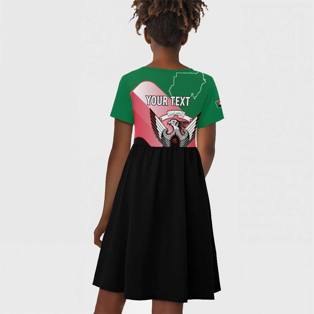Personalized Sudan Kid Short Sleeve Dress Coat Of Arms Flag Style