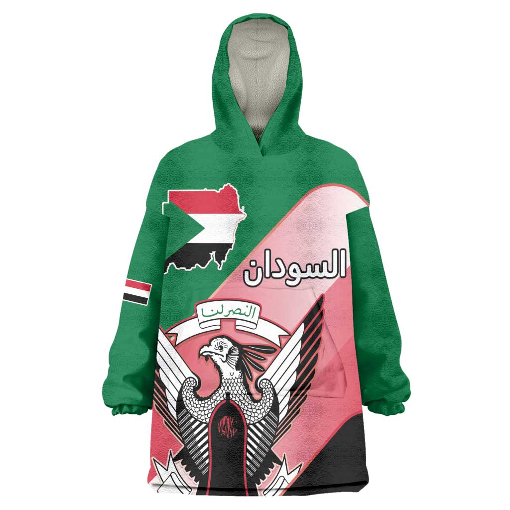 Personalized Sudan Kid Wearable Blanket Hoodie Coat Of Arms Flag Style