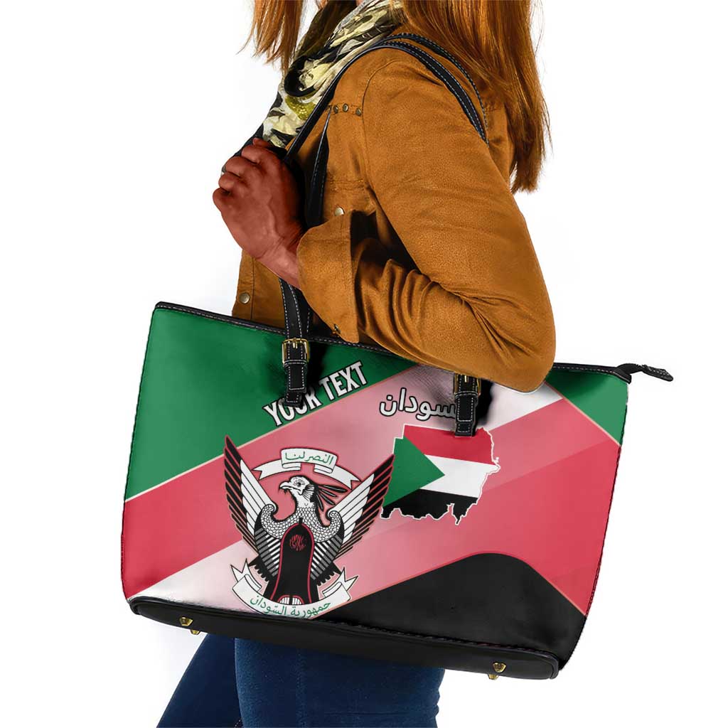 Personalized Sudan Leather Tote Bag Coat Of Arms Flag Style