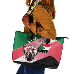 Personalized Sudan Leather Tote Bag Coat Of Arms Flag Style