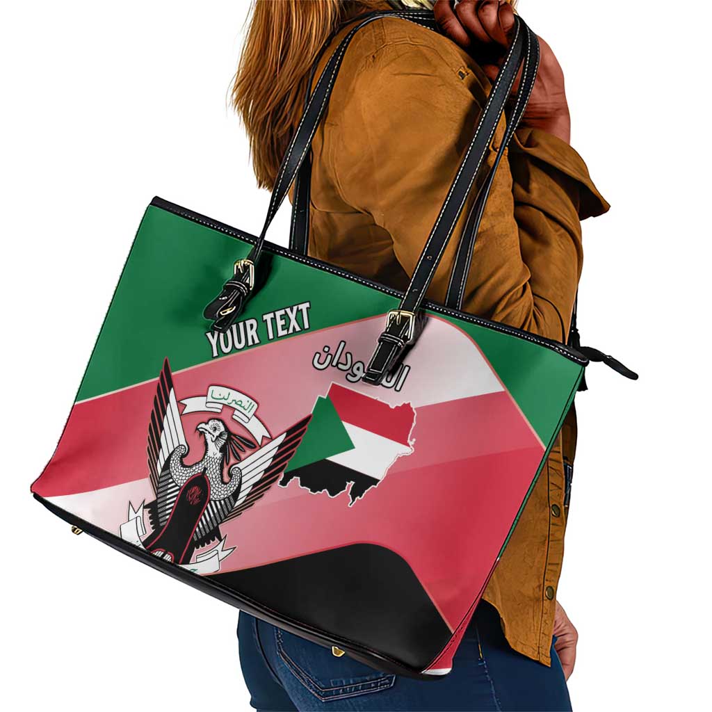 Personalized Sudan Leather Tote Bag Coat Of Arms Flag Style