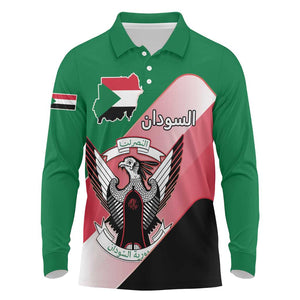 Personalized Sudan Long Sleeve Polo Shirt Coat Of Arms Flag Style
