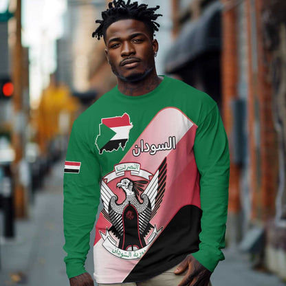 Personalized Sudan Long Sleeve Shirt Coat Of Arms Flag Style