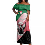 Personalized Sudan Off Shoulder Maxi Dress Coat Of Arms Flag Style