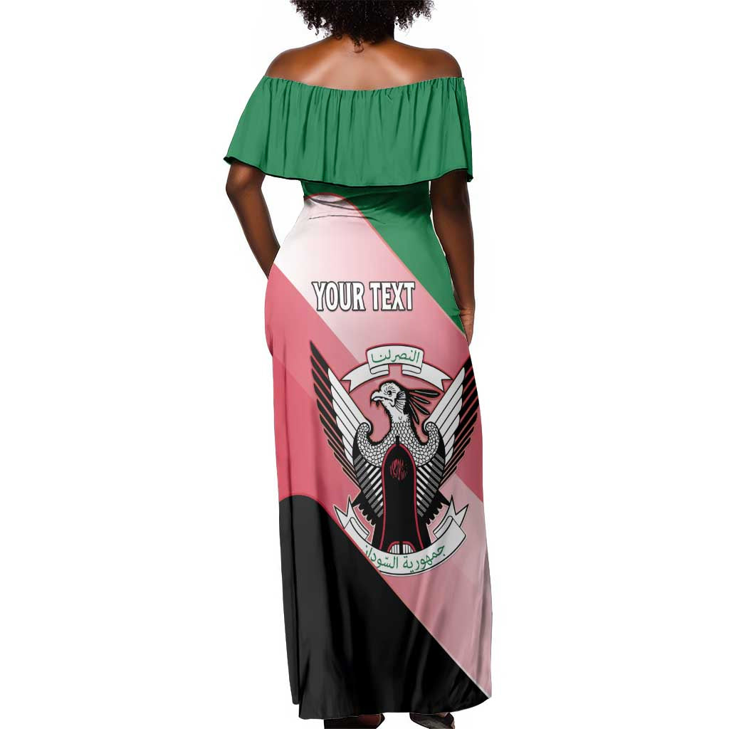 Personalized Sudan Off Shoulder Maxi Dress Coat Of Arms Flag Style