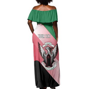 Personalized Sudan Off Shoulder Maxi Dress Coat Of Arms Flag Style