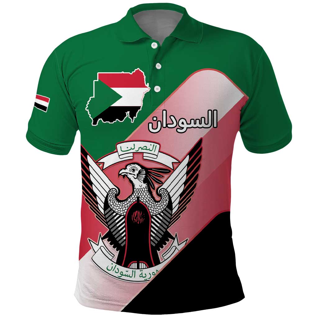 Personalized Sudan Polo Shirt Coat Of Arms Flag Style