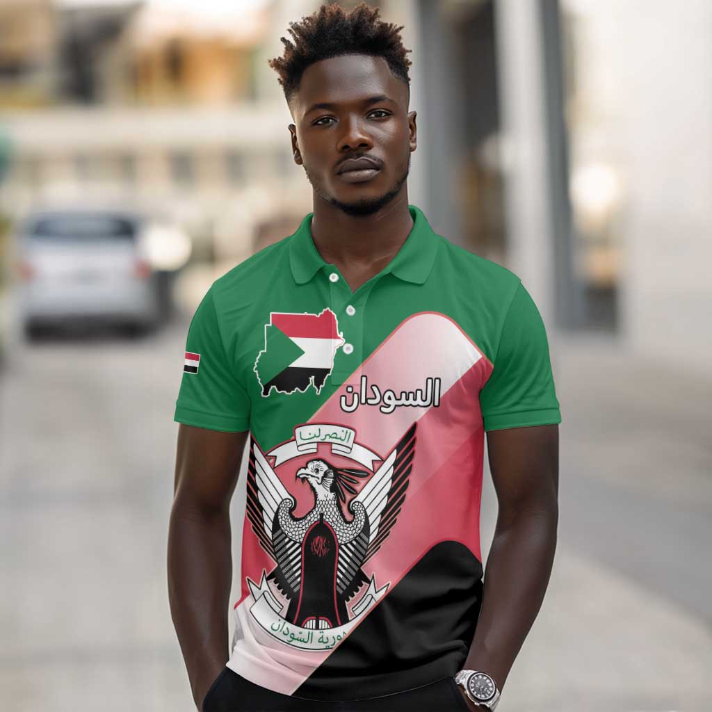Personalized Sudan Polo Shirt Coat Of Arms Flag Style