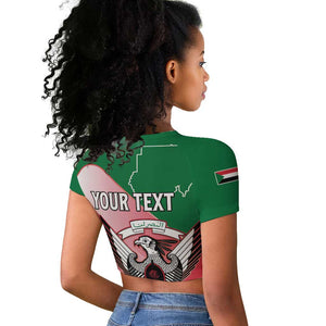Personalized Sudan Raglan Cropped T shirt Coat Of Arms Flag Style