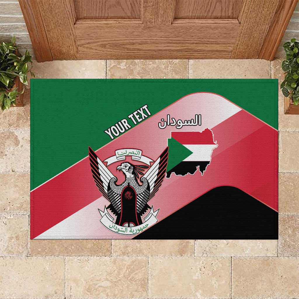 Personalized Sudan Rubber Doormat Coat Of Arms Flag Style