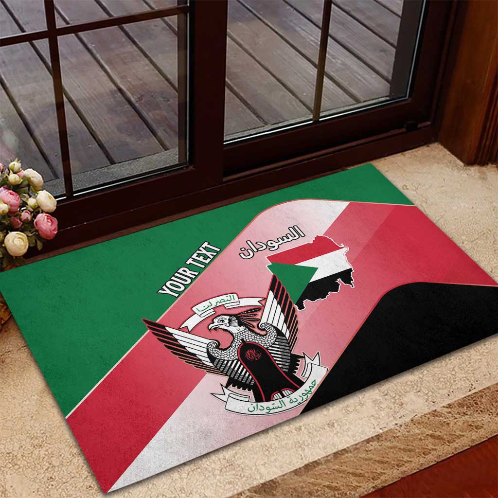 Personalized Sudan Rubber Doormat Coat Of Arms Flag Style