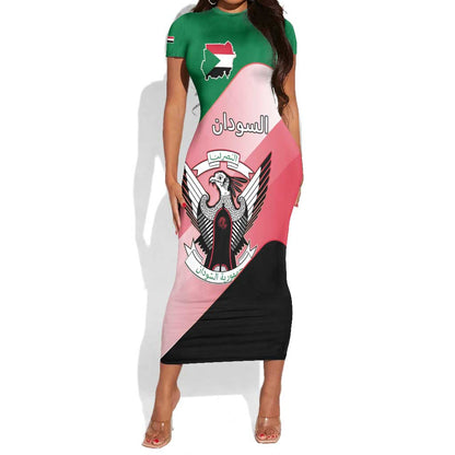 Personalized Sudan Short Sleeve Bodycon Dress Coat Of Arms Flag Style LT15