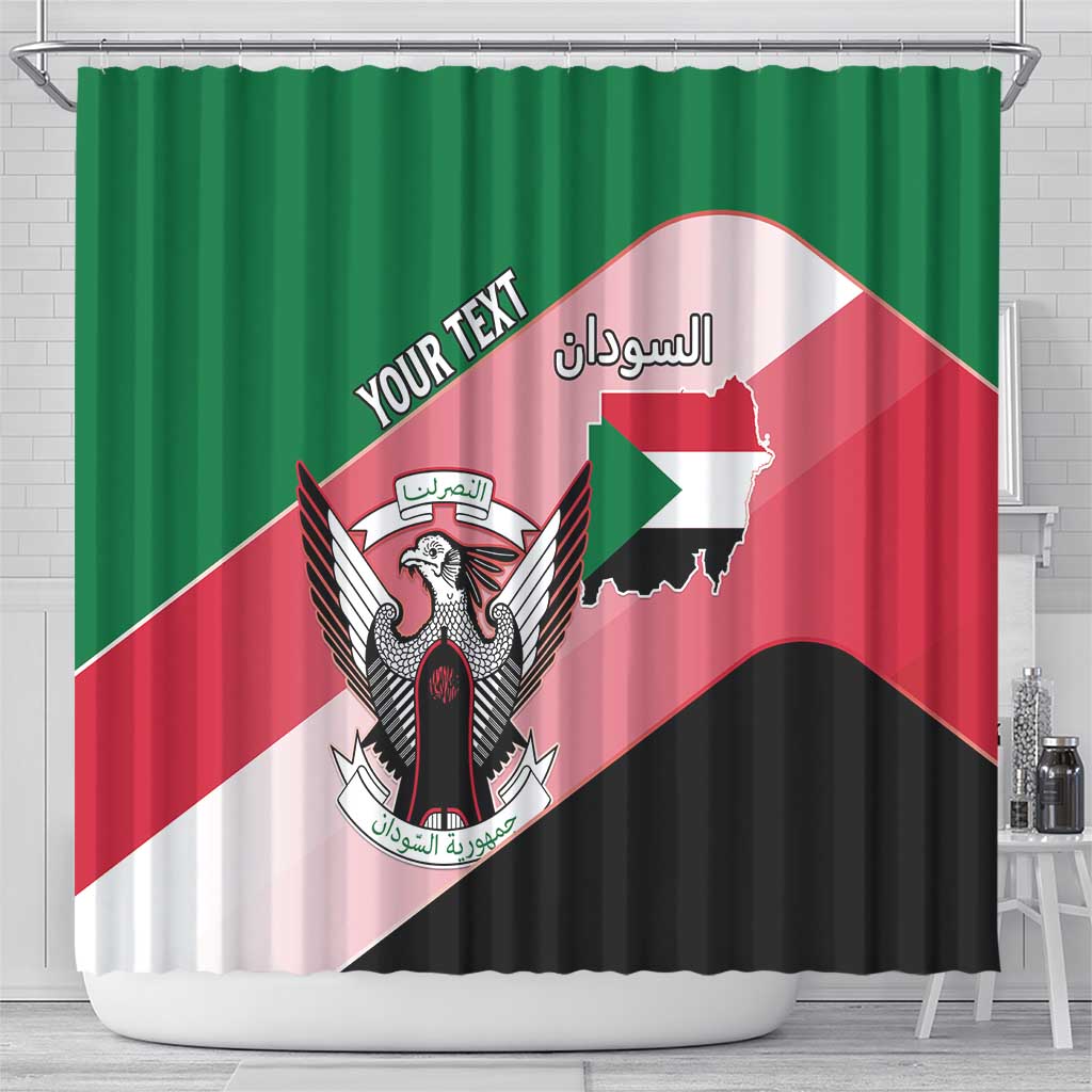 Personalized Sudan Shower Curtain Coat Of Arms Flag Style