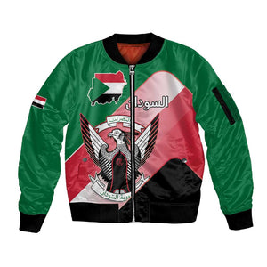 Personalized Sudan Sleeve Zip Bomber Jacket Coat Of Arms Flag Style