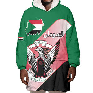 Personalized Sudan Wearable Blanket Hoodie Coat Of Arms Flag Style