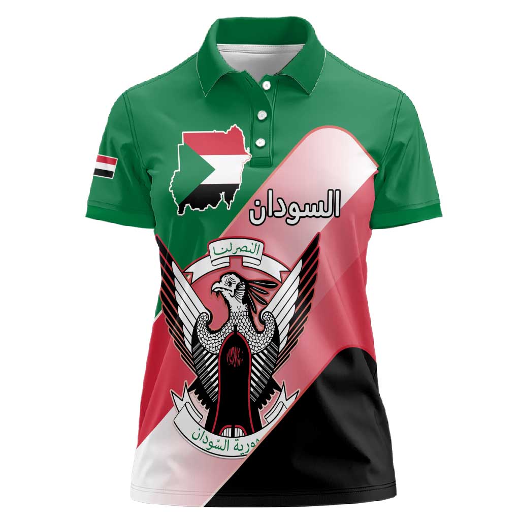 Personalized Sudan Women Polo Shirt Coat Of Arms Flag Style