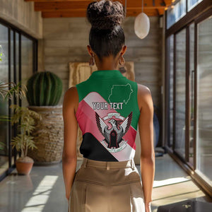 Personalized Sudan Women Sleeveless Polo Shirt Coat Of Arms Flag Style