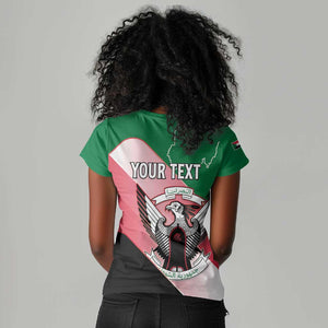 Personalized Sudan Women V-Neck T-Shirt Coat Of Arms Flag Style