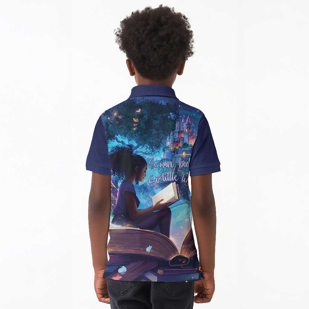 Black Girls Book Lovers Kid Polo Shirt So Many Books - So Little Time