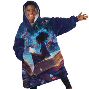 Black Girls Book Lovers Kid Wearable Blanket Hoodie So Many Books - So Little Time