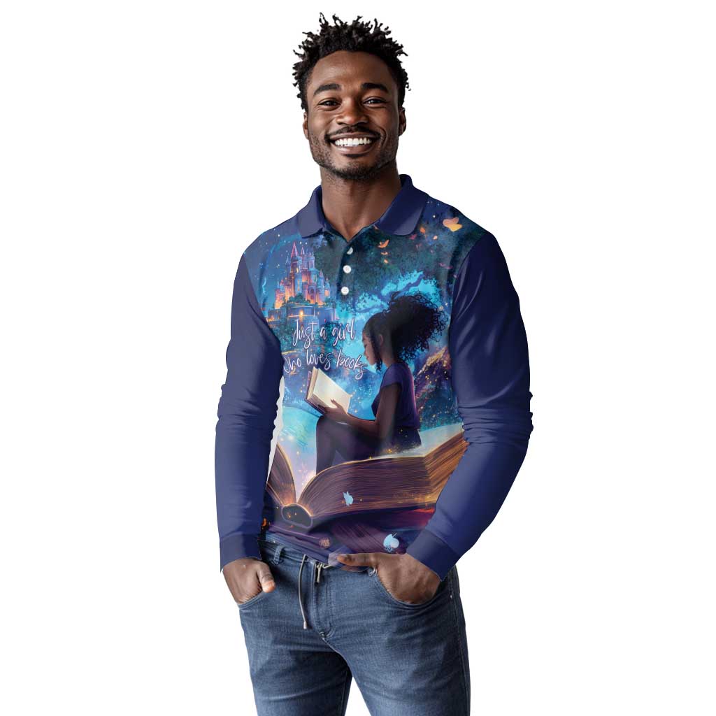 Black Girls Book Lovers Long Sleeve Polo Shirt So Many Books - So Little Time
