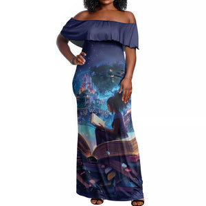 Black Girls Book Lovers Off Shoulder Maxi Dress So Many Books - So Little Time
