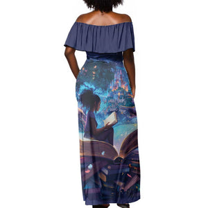 Black Girls Book Lovers Off Shoulder Maxi Dress So Many Books - So Little Time
