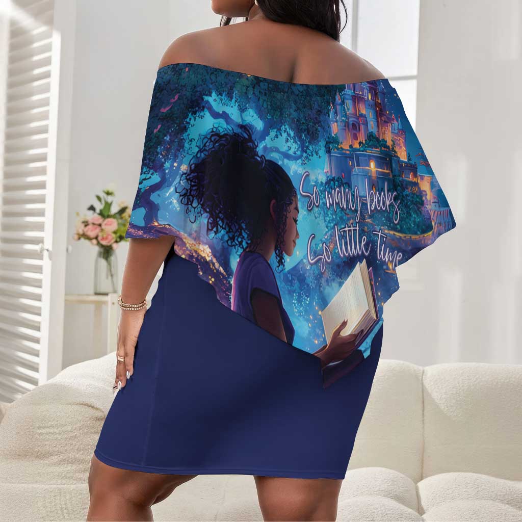 Black Girls Book Lovers Off Shoulder Short Dress So Many Books - So Little Time