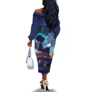 Black Girls Book Lovers Off The Shoulder Long Sleeve Dress So Many Books - So Little Time