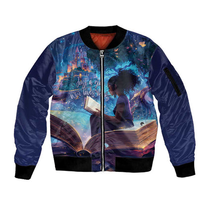 Black Girls Book Lovers Sleeve Zip Bomber Jacket So Many Books - So Little Time
