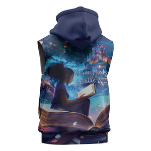 Black Girls Book Lovers Sleeveless Zip Hoodie So Many Books - So Little Time - African Pride