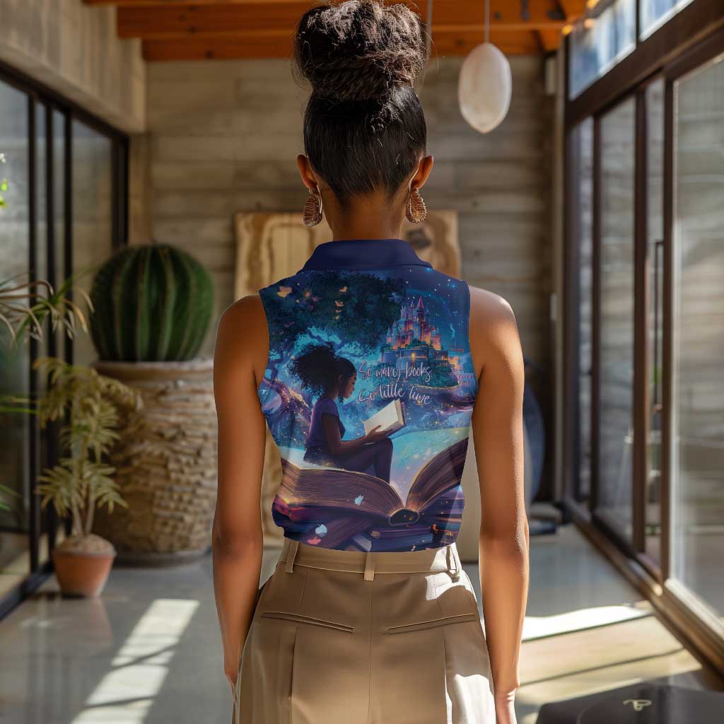 Black Girls Book Lovers Women Sleeveless Polo Shirt So Many Books - So Little Time