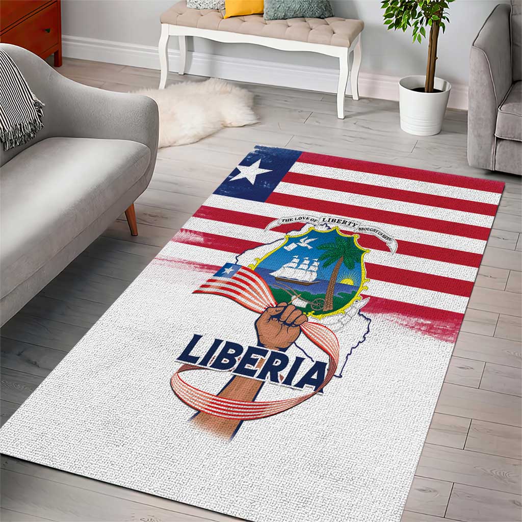 Liberia Flag Day Area Rug Coat Of Arms With Map