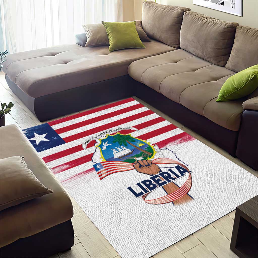 Liberia Flag Day Area Rug Coat Of Arms With Map