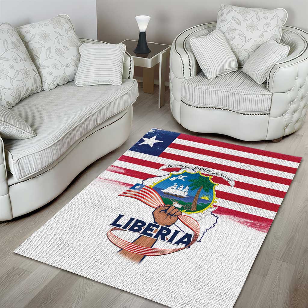 Liberia Flag Day Area Rug Coat Of Arms With Map